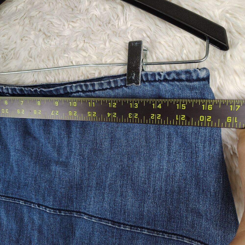 Christopher & Banks Zig Zag Asymmetrical Stitching Denim Midi Skirt Sz 10 - Picture 2 of 8
